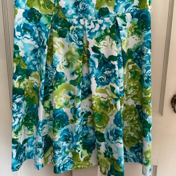 Dressbarn Green Blue White Floral Spring Cocktail Dress - Picture 8 of 14